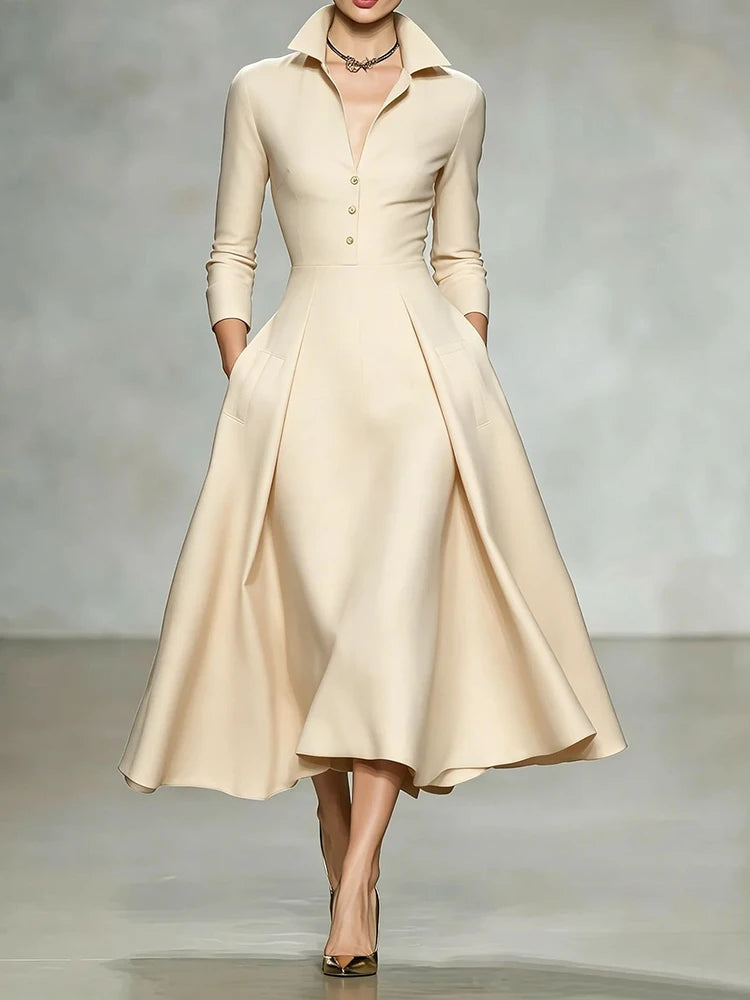Long Sleeve Deep V Neck Patchwork Maxi Dress for Women