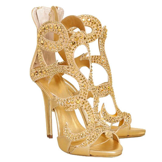 Rhinestone Patent Leather Thin High Heels for Women