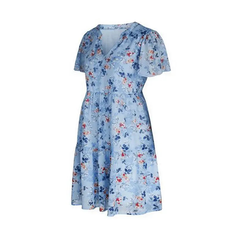 Casual Round Neck Floral Print Pullover Dress For Women