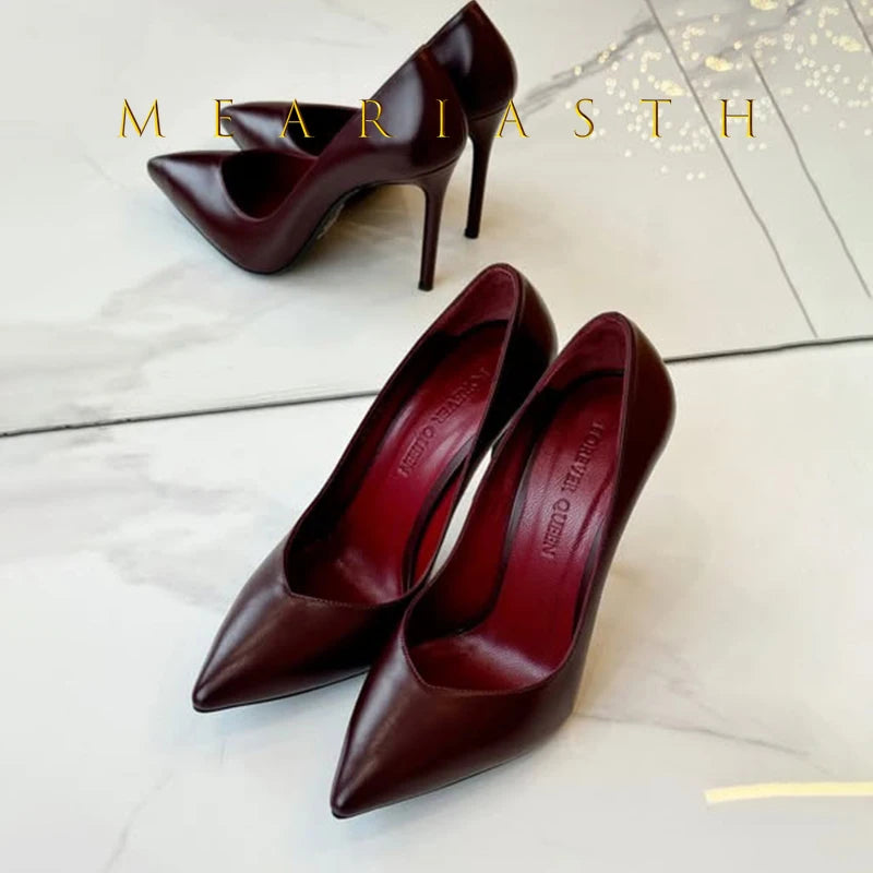Red Patent Leather Pointed Toe Medium Heel Pumps for Women