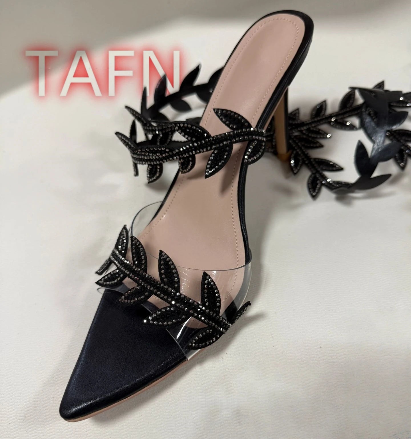 Crystal Embellished Cross Strap Stiletto Sandals for Women