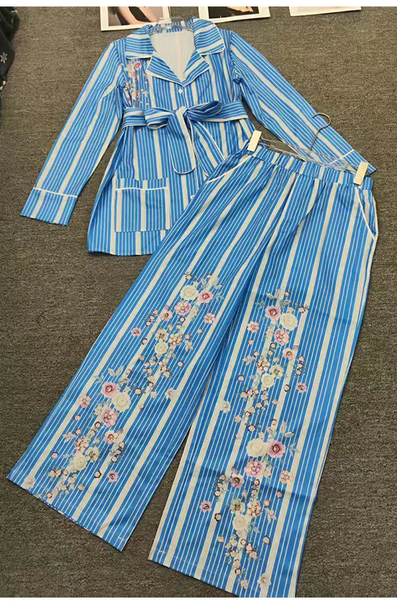 Striped Shirt And Trousers Set
