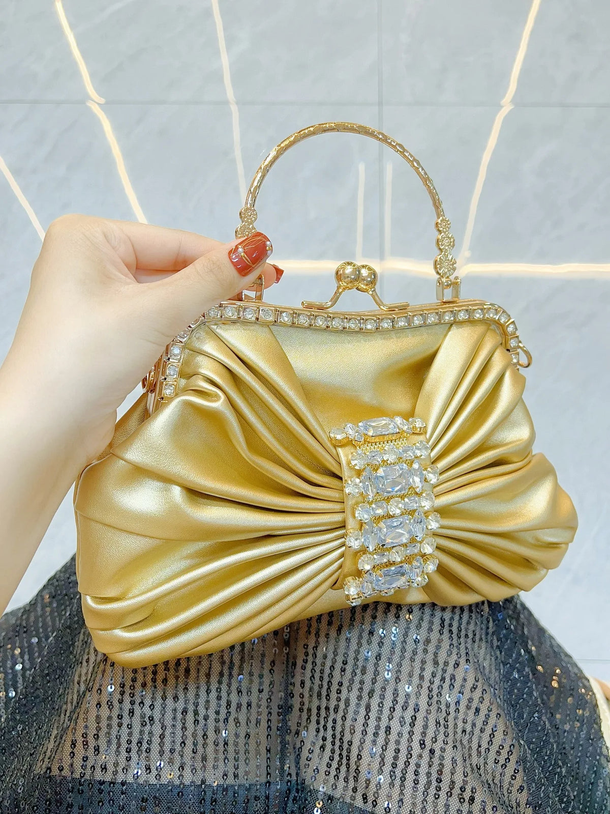 New Dinner Women's Bag Luxury Brand Fashion Handmade Diamond Women's Handbag Shiny Banquet Mini Shoulder Bag High Quality