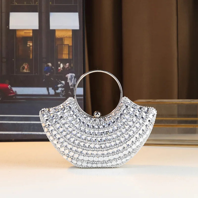 New Evening Women's Bag Luxury Brand Diamond-encrusted Sparkling Dinner Party Handbag Diamond-encrusted Women's Shoulder Bag