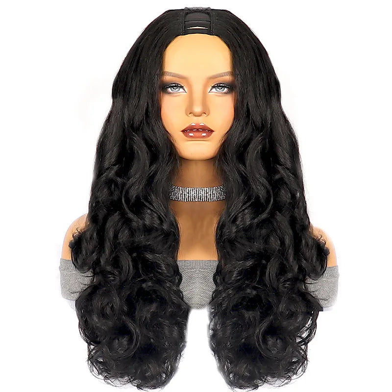 Heat Resistant Body Wave U Part Synthetic Wig for Women