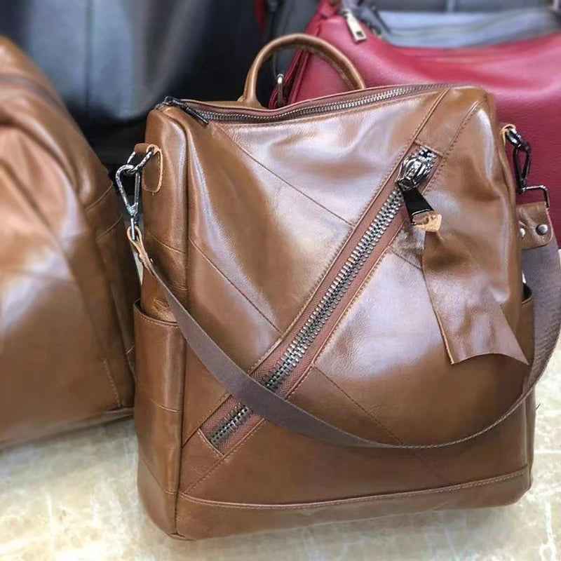 Genuine Leather Everyday Travel Backpack For Women