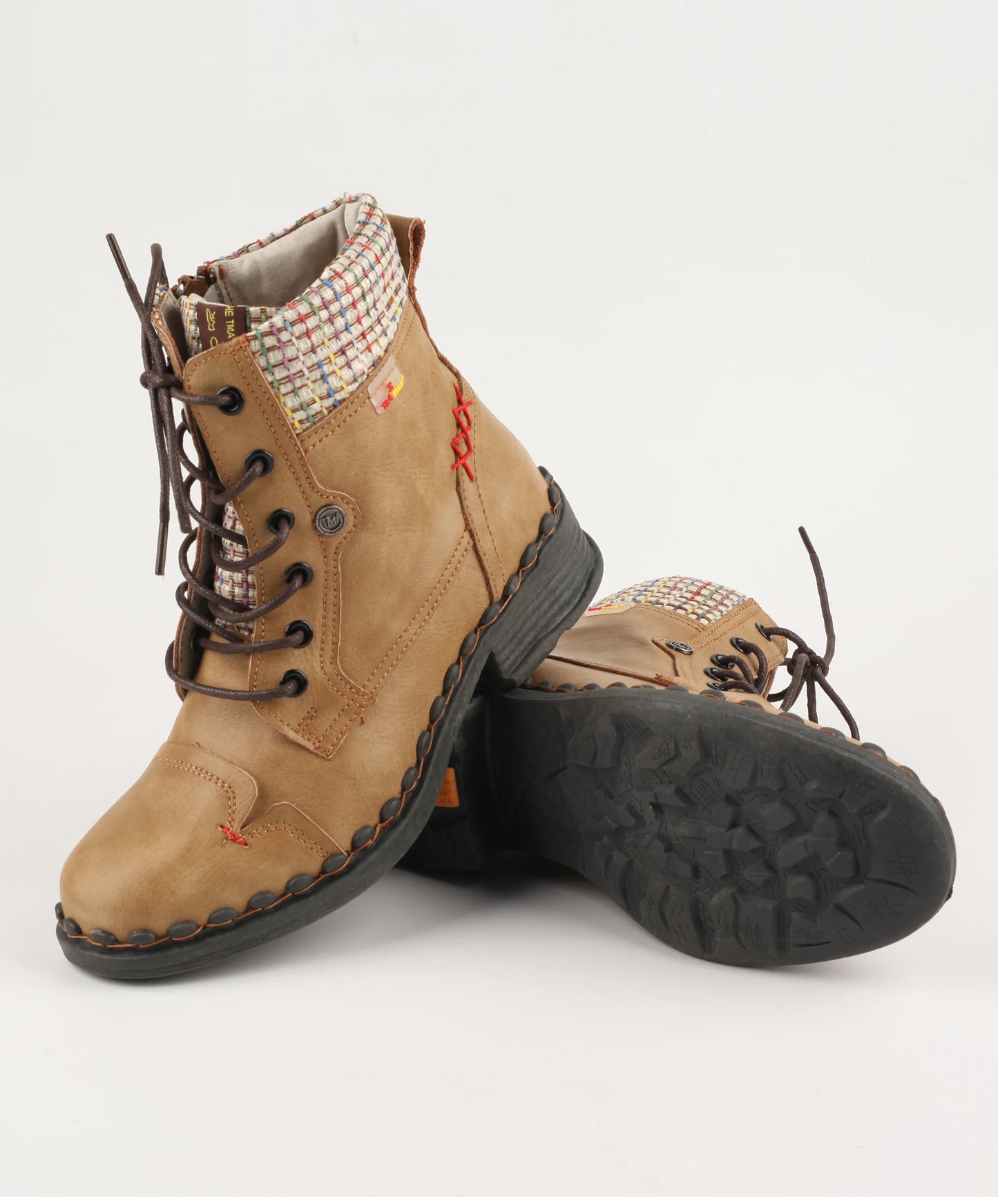 Genuine Leather Patchwork Ankle Boots