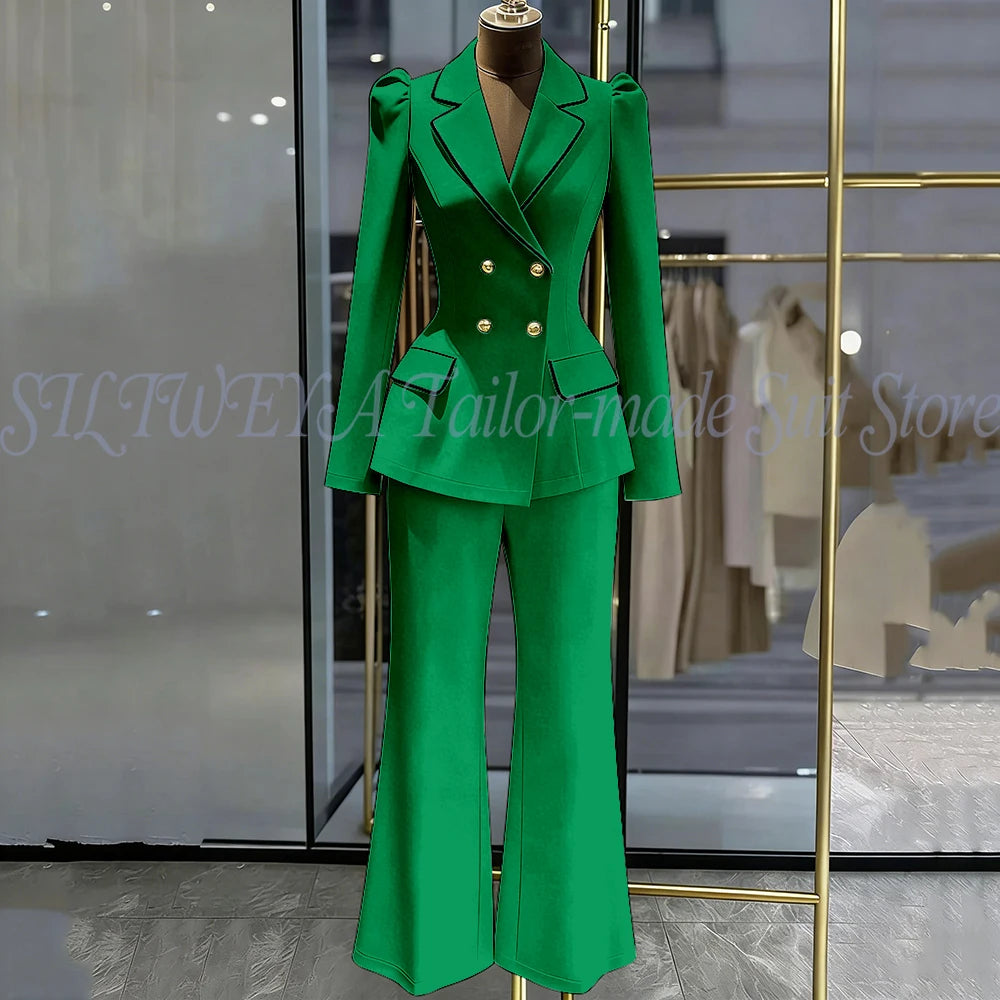 Double Breasted Blazer Set With Side Pockets For Women