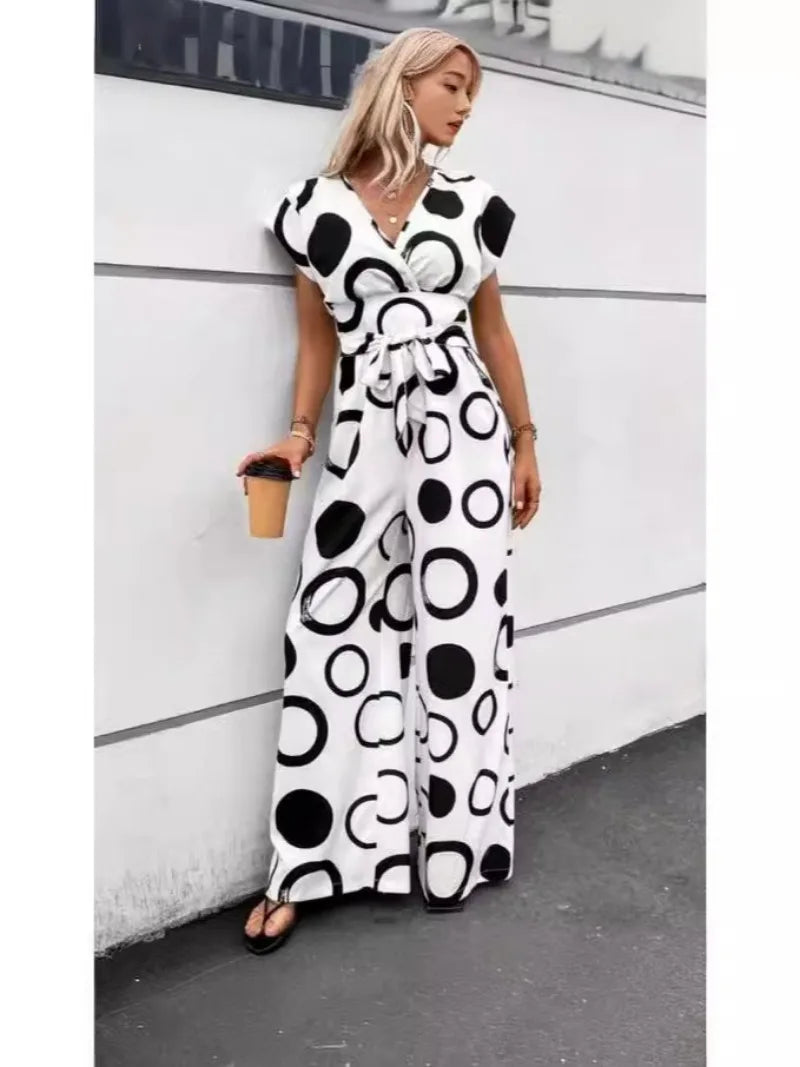 Wide Leg Belted Boho Jumpsuit