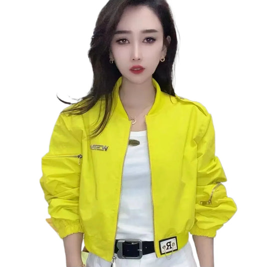 Women's Short Jacket NewCoat Standing Collar Zipper Design Fashionable Casual Loose Top