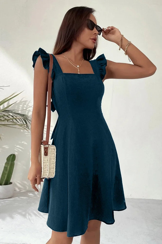 Elegant Lace-Up Backless Sleeveless Mini Dress for Women