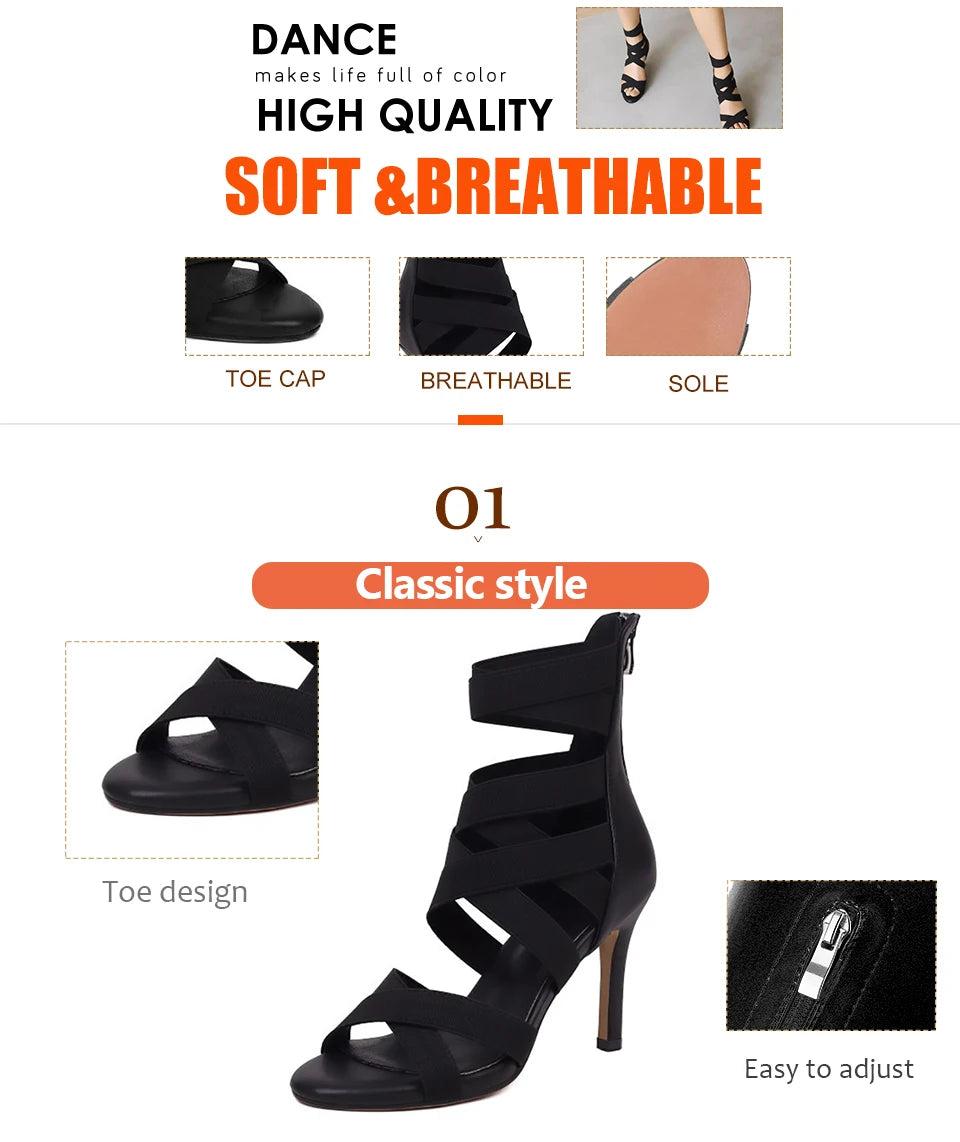 Elastic Fabric Ballroom and Latin Dance Shoes for Women
