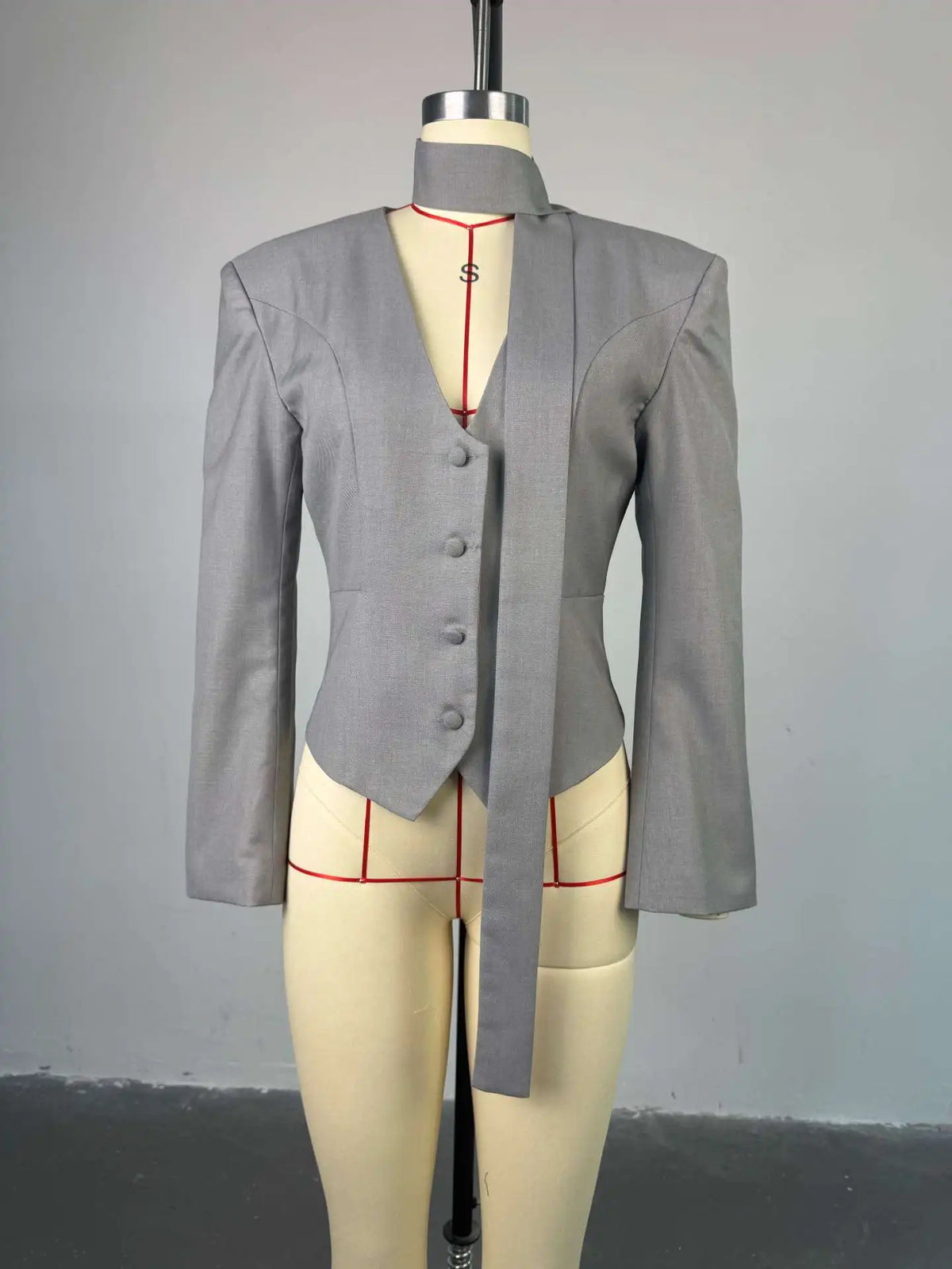Elegant V Neck Long Sleeve Blazer Jacket for Women