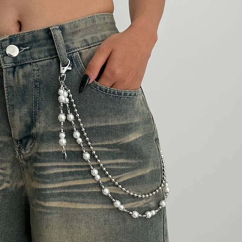 Pearl Beaded Jeans Waist Chain