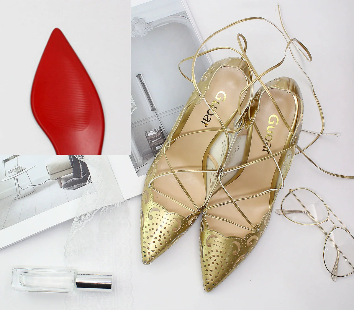 Pointed Toe Lace-Up Thin High Heel Pumps for Women