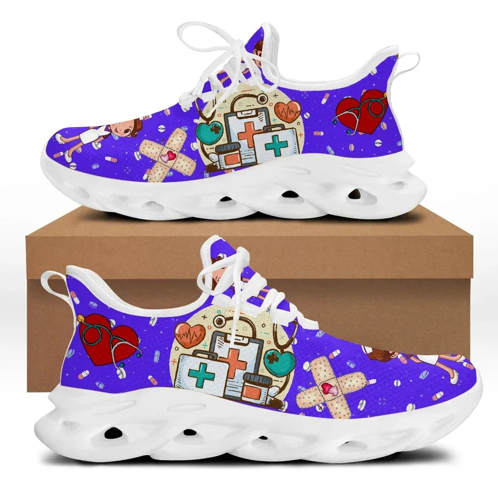 Cute Cartoon Print Lace-Up Nursing Shoes for Women
