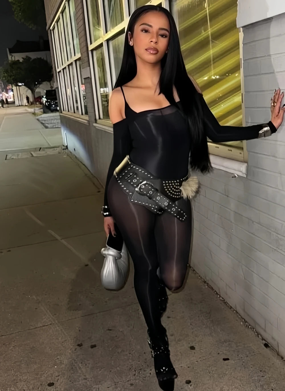 FAGADOER Summer New Sexy Mesh See Through Bodycon Jumpsuit Woman Long Sleeved Round Neck Rompers Female Party Club Overalls