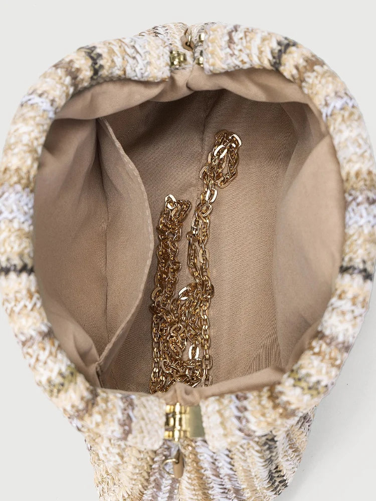Ruched Glitter Rhinestones Clutch Bag