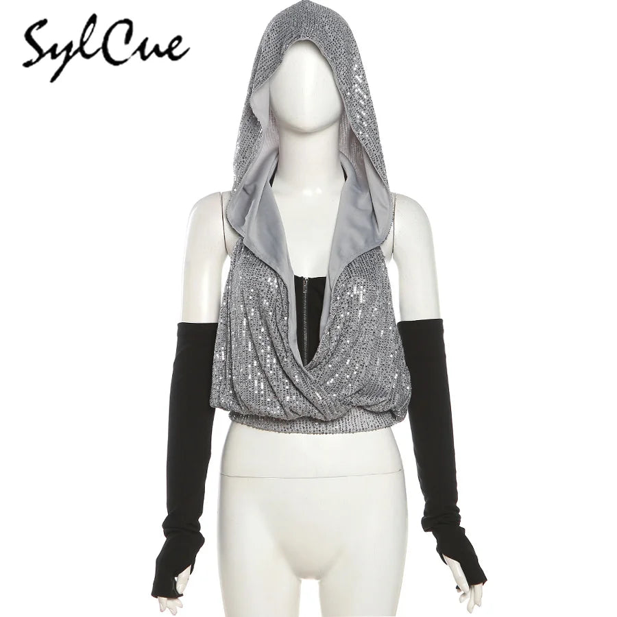 NIBBER 2026 Spring New Contrast Color Fashionable Personalized High Street All-match Stacked Cool Casual Women's Hooded Top Suit