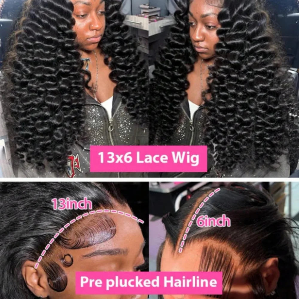 Deep Wave Brazilian Lace Front Human Hair Wig For Women