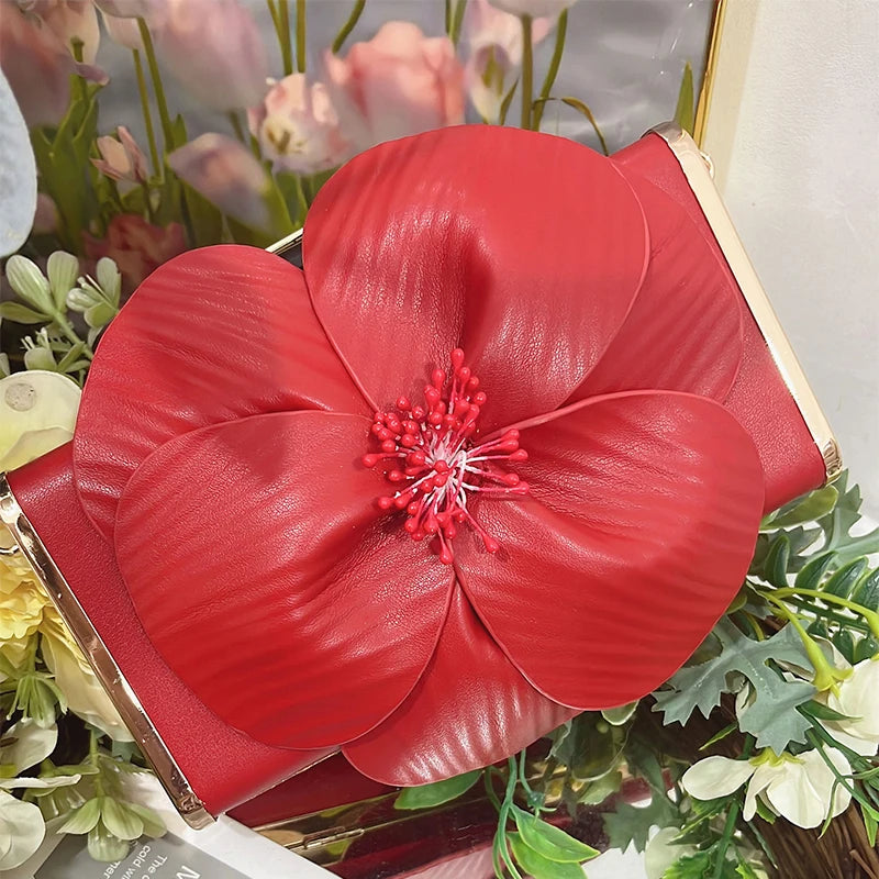 Creative Flower Small Square Bag Fashion Texture Versatile Elegant Crossbody Chain Bag High-grade Leather Irregular Clutch Bag