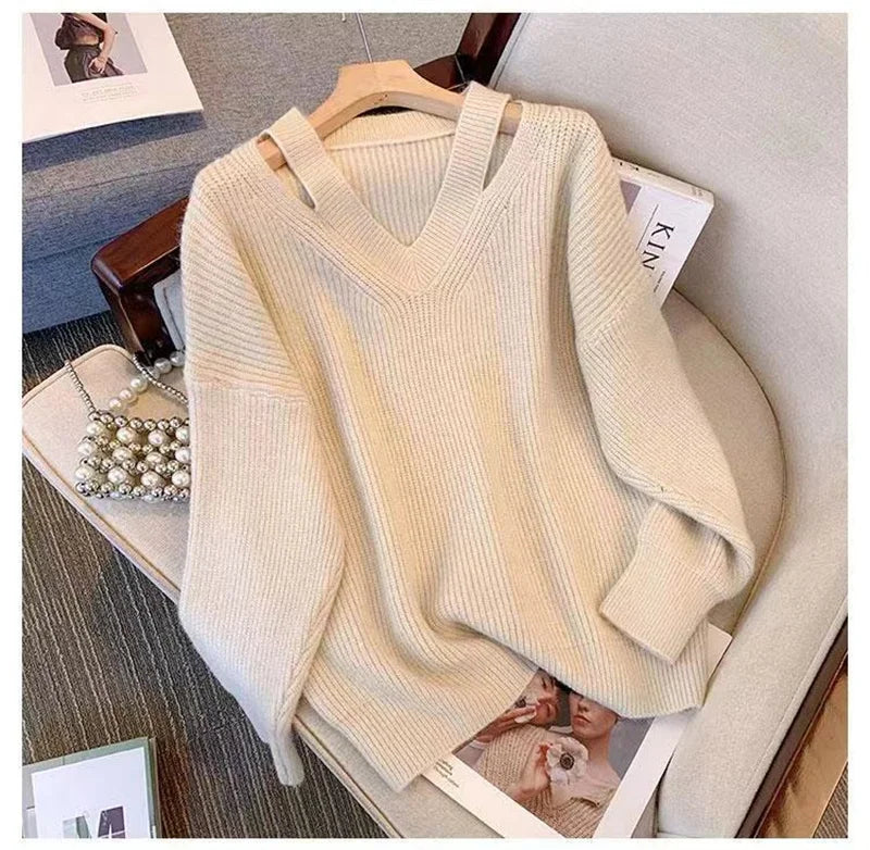 Soft V-Neck Knit Sweater