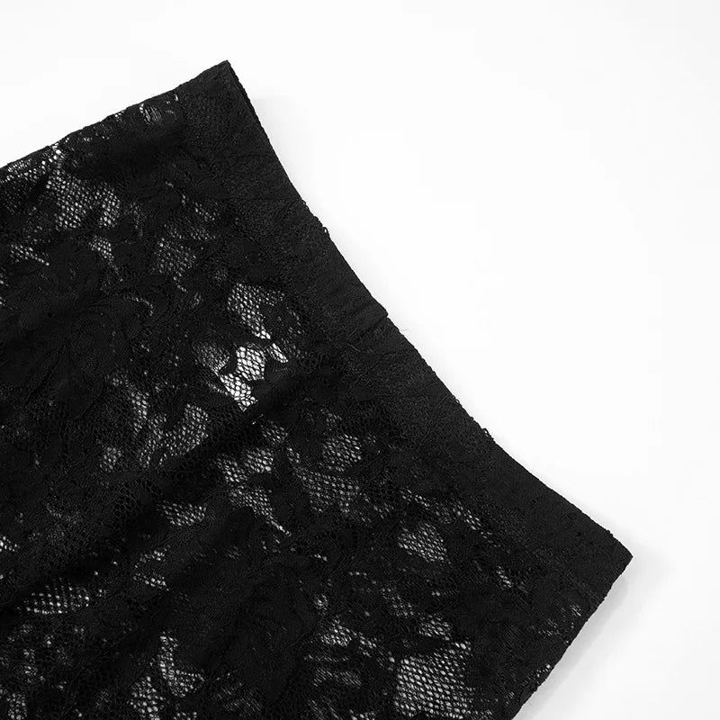 FAGADOER Sexy Mesh Leggings Pants Women Black See Through Hollow Out Skinny Lace Pants Female Party Club Streetwear 2025 New