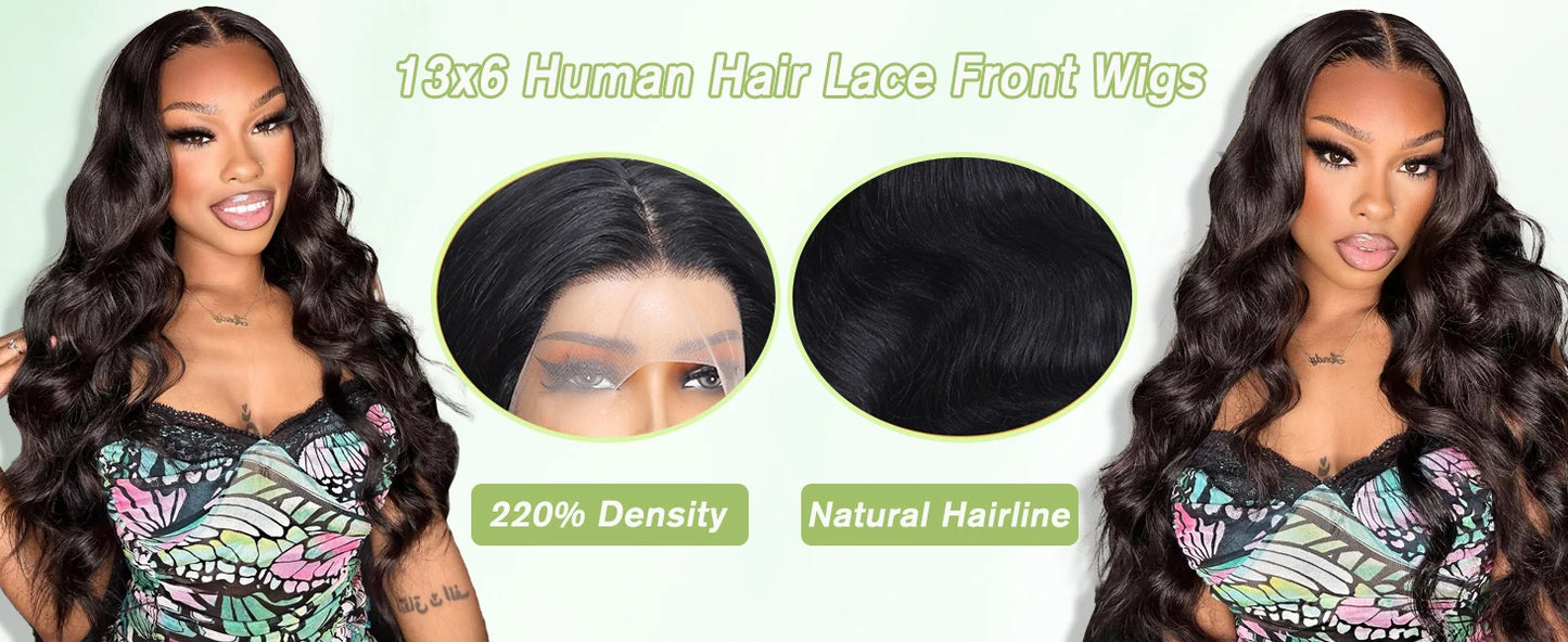 Lace Front Body Wave Glueless Human Hair Wig for Women