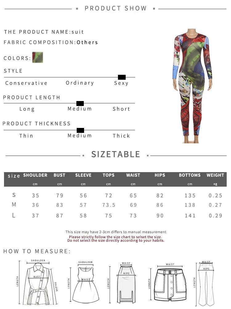 Colorful Patchwork Long Sleeve Jumpsuit Outfit for Women