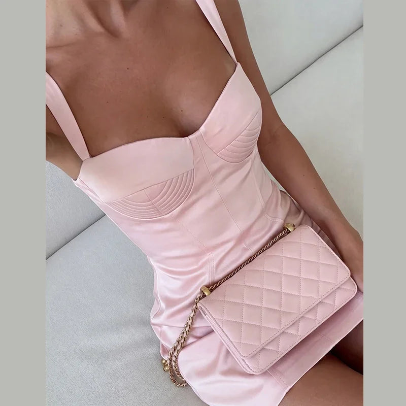 Solid Strapless Slim Fit Summer Mini Dress for Women