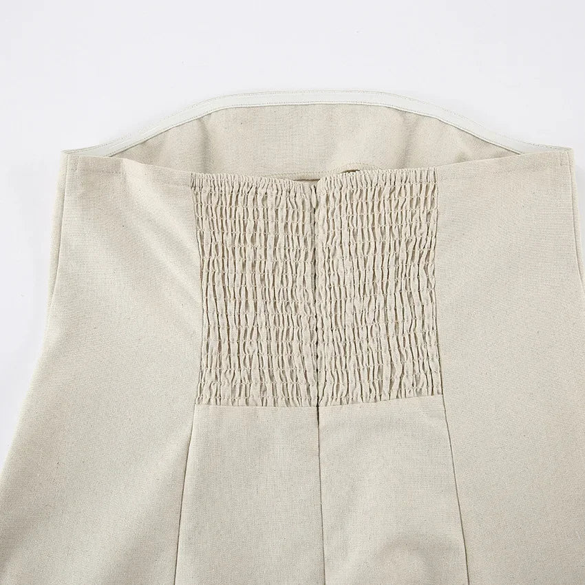 Solid Color Strapless Sleeveless Pocket Dress for Women