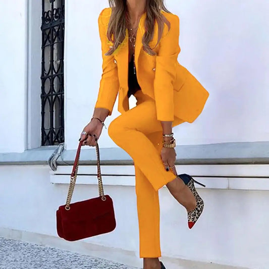 Women s Business Pant Suit Dressy Jackets High Waisted Pants Set Two Piece Formal Outfit for Work Office