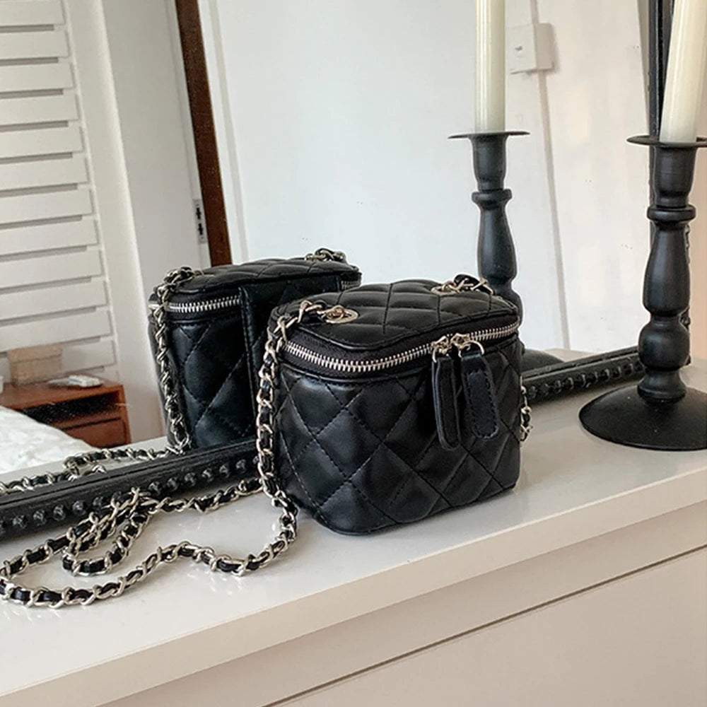 Mini Denim Crossbody Bag with Chain Strap for Women