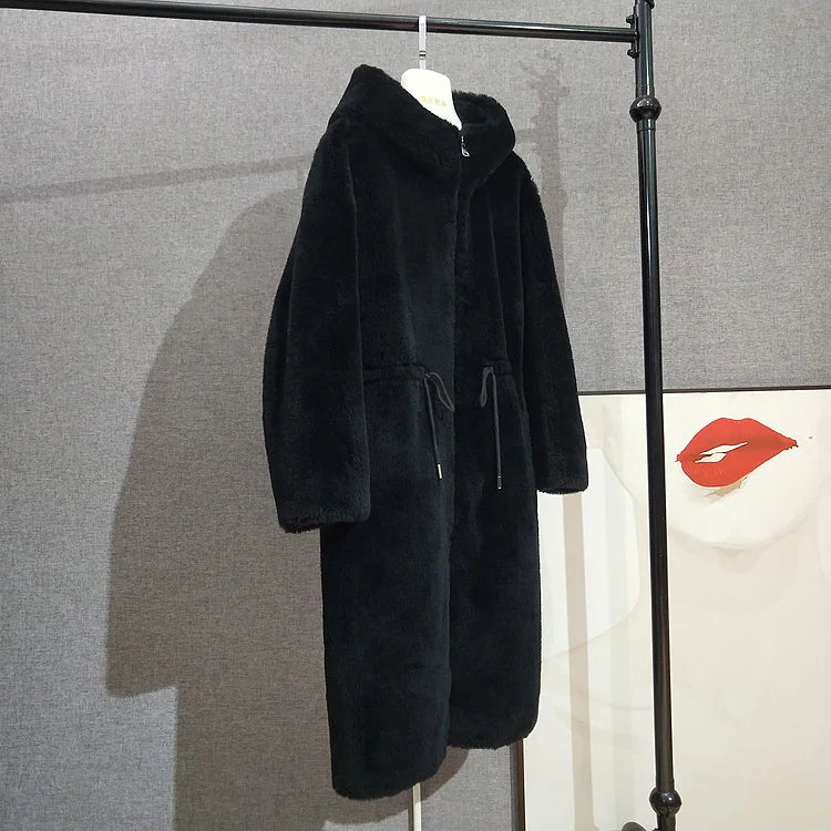 Long Real Fur Hooded Parka Coat