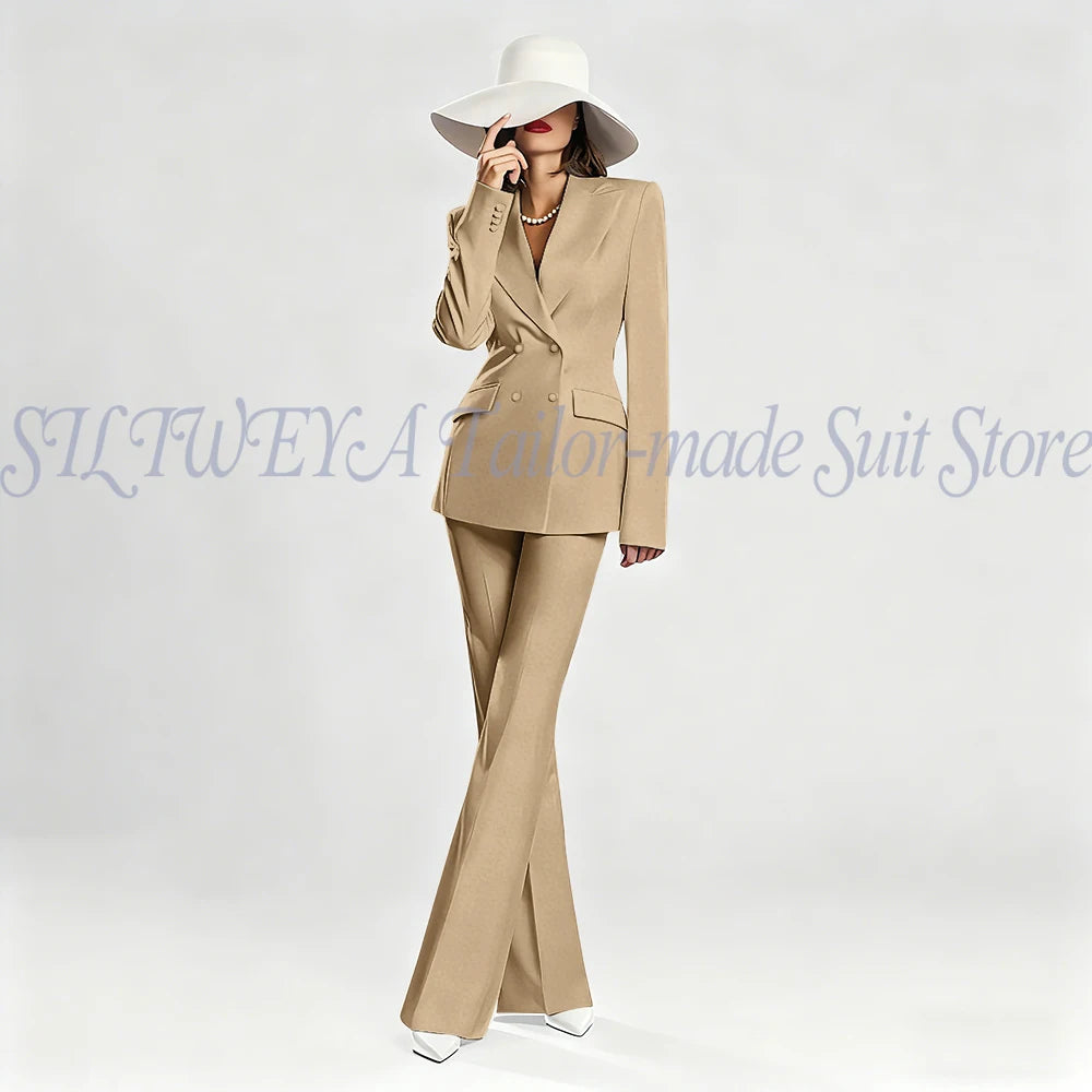 Slim Fit Double Breasted Blazer Suit Set for Women