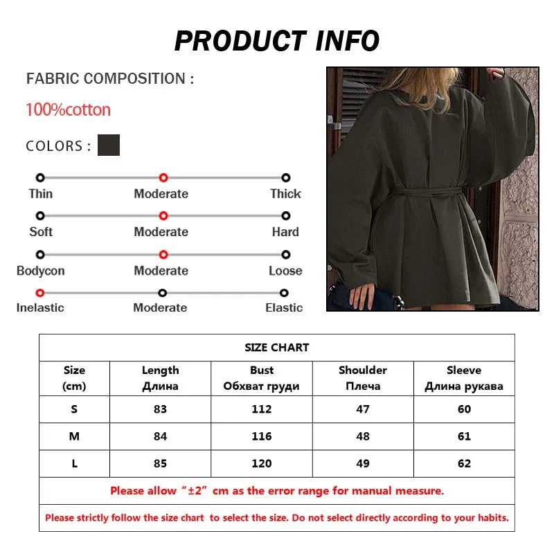 Oymimi Fashion Olive Drab Cotton Womens Dresses Casual Loose O-Neck Long Sleeve Dresses Elegant Lace-Up Mini Dress Streetwear