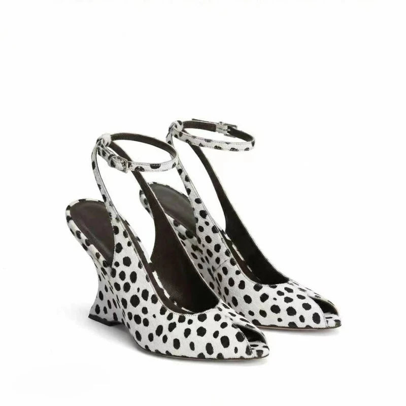 Elegant French Style Buckle Wedge Sandals for Women