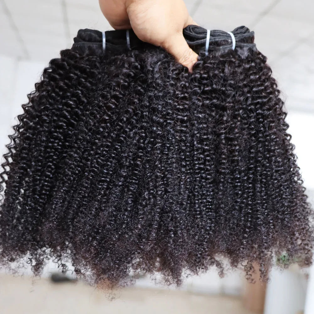 Afro Kinky Curly Human Hair Weave Extensions for Women