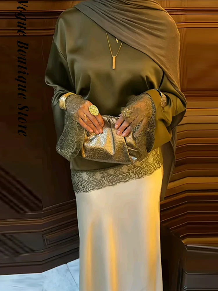Casual Lace Patchwork Long Sleeve Blouse for Women