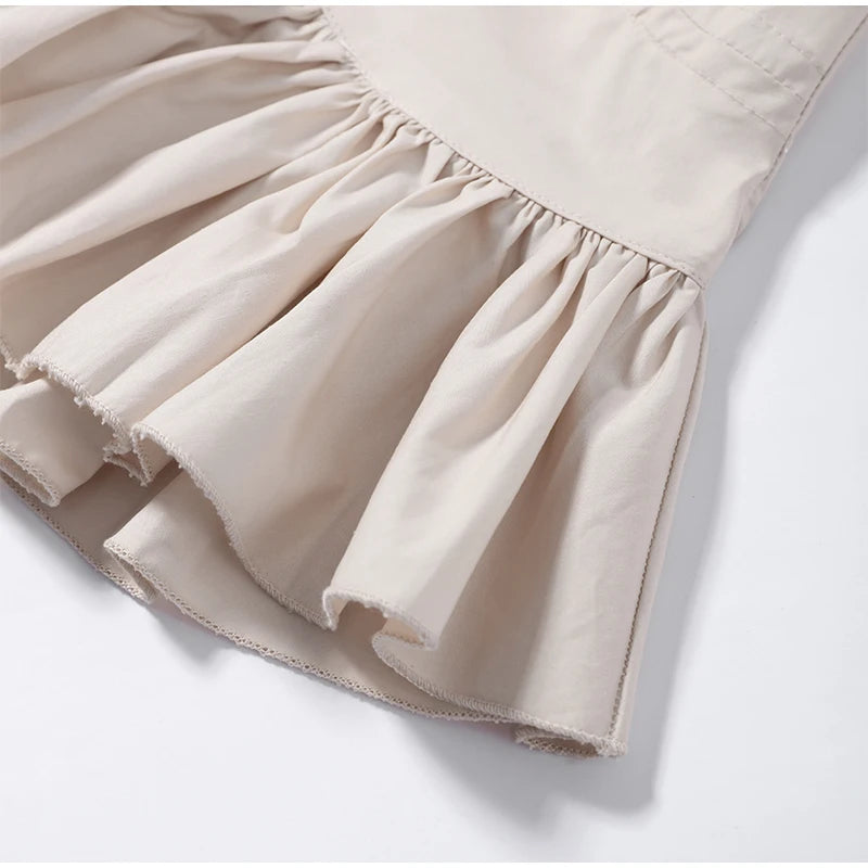 Chic Solid Ruffle Pleated Puff Sleeve Shirt for Women