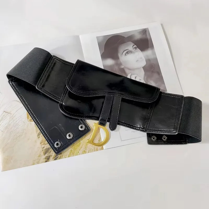 Plus Size Black Elastic Wide Corset Belt for Women