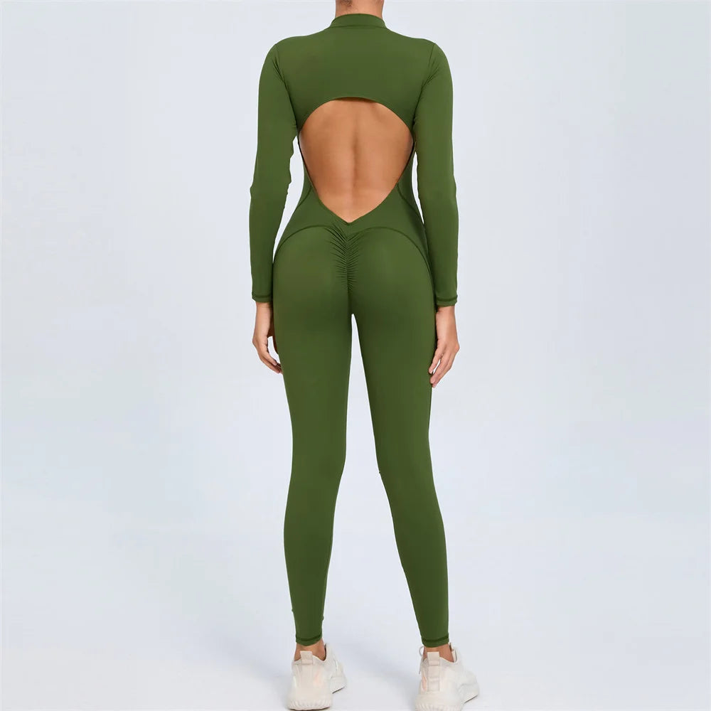 Moisture-Wicking Front Zip Jumpsuit