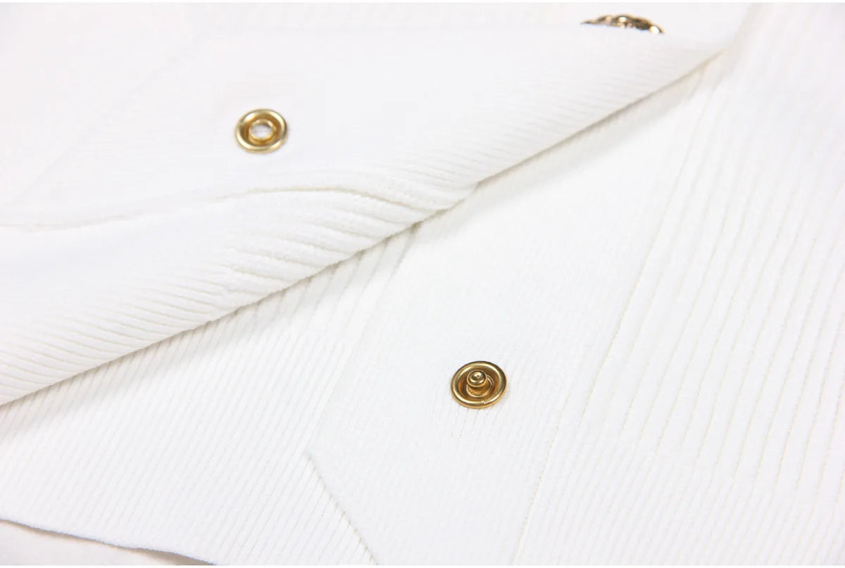 High-end Spring and Autumn New Fashion Women's Knitted Jacket Slim Elegant Commuter Knitted Top Cardigan Hidden Button Sweater