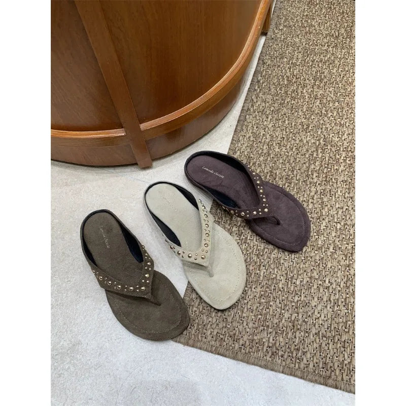 Vintage Rivet Toe Slip On Shoe