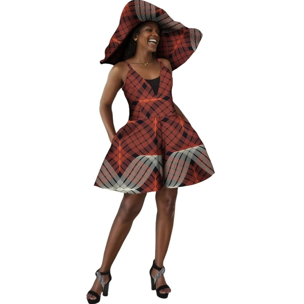 Sleeveless V Neck African Print Jumpsuit for Women