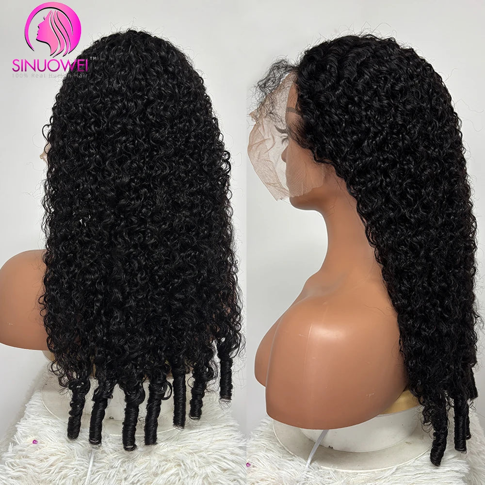 Burgundy Curly Lace Frontal Human Hair Wig for Women
