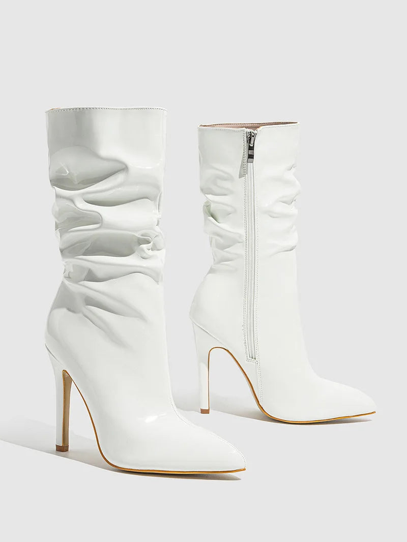 Pointed Toe Stiletto High Heel Mid-Calf Boots for Women