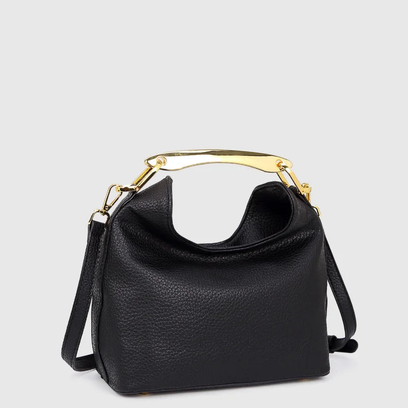 Luxury Texture Women's Bag Lychee Pattern Metal Handle Shoulder Bag Evening Clutch Bag Fashion Designer Half-moon Crossbody Bag