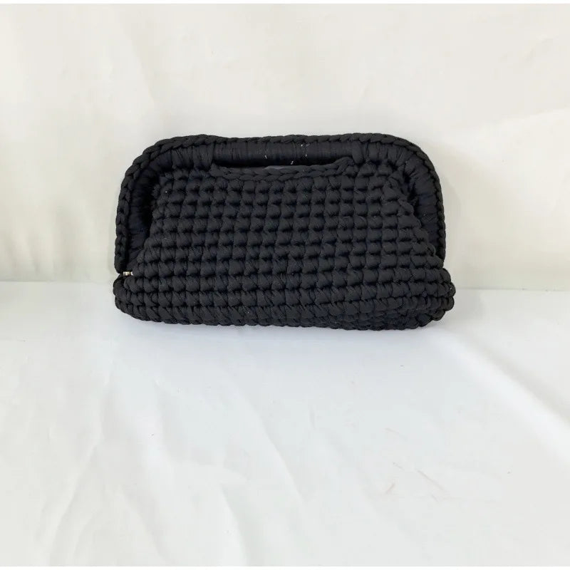 Fashion High-end Clutch Bag Hand-crocheted Clip Bag Simple Versatile Chain Cloud Bag New Leisure Travel Women's Underarm Bag
