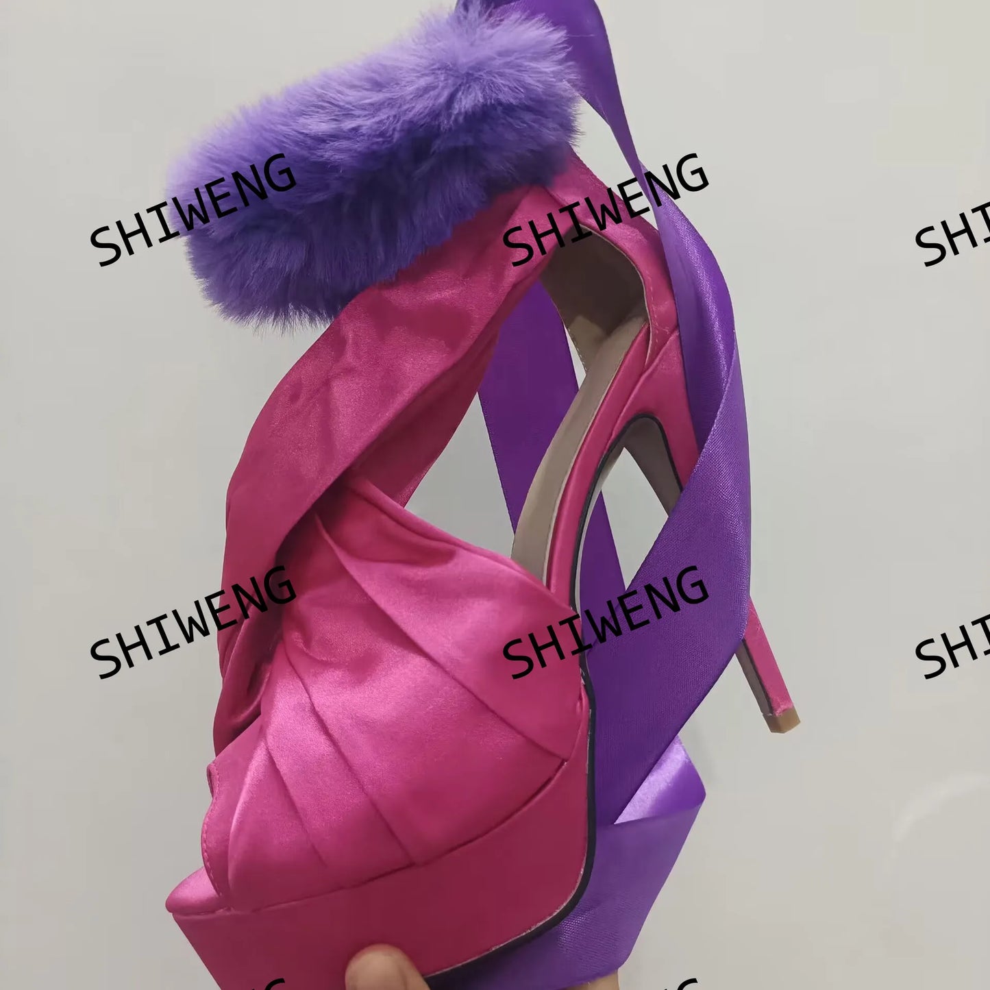 Pink Crystal Open Toe High Heel Sandals